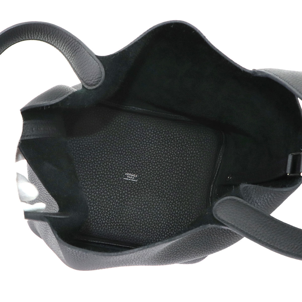 Picotin Lock MM Hand Bag Taurillon Clemence Black Purse