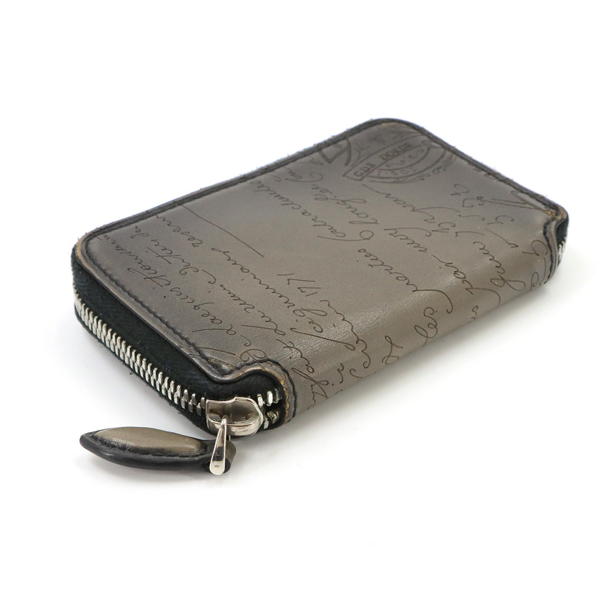 Calligraphy Koto Zip Key Case Venezia Leather Gray