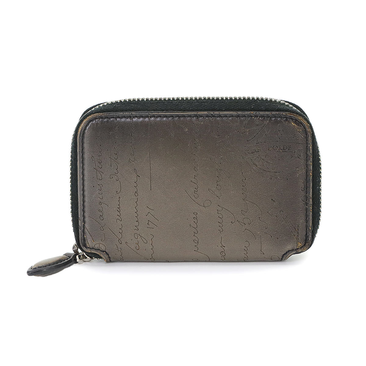 Calligraphy Koto Zip Key Case Venezia Leather Gray