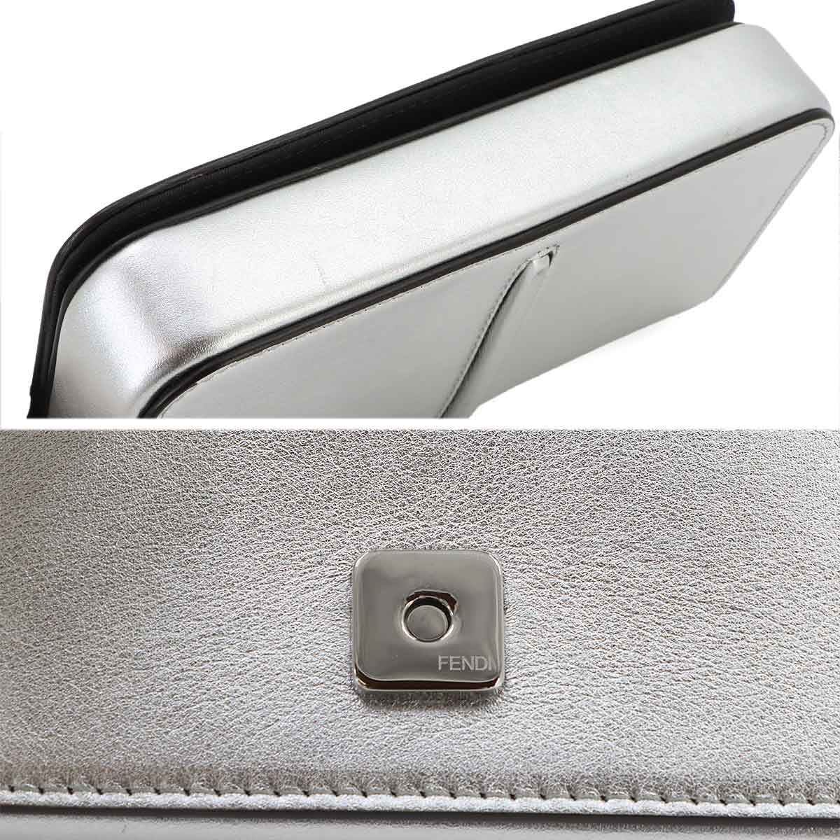 Fendigraphy Wallet Leather Silver 8BS076 Purse