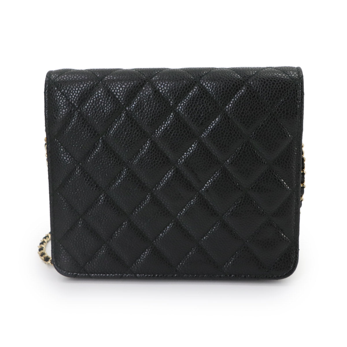 Coco Lock Matelasse Chain Wallet Leather Black