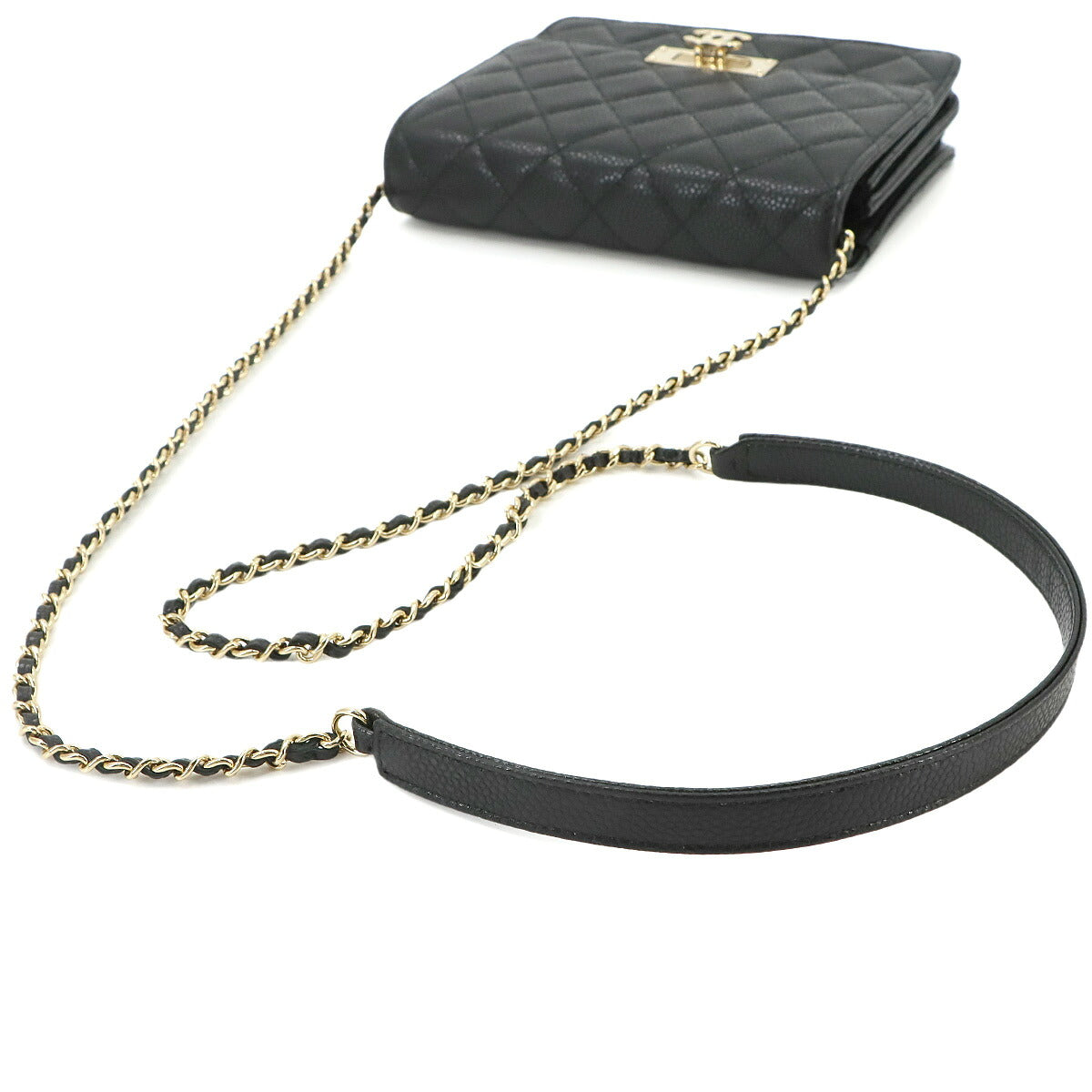 Coco Lock Matelasse Chain Wallet Leather Black