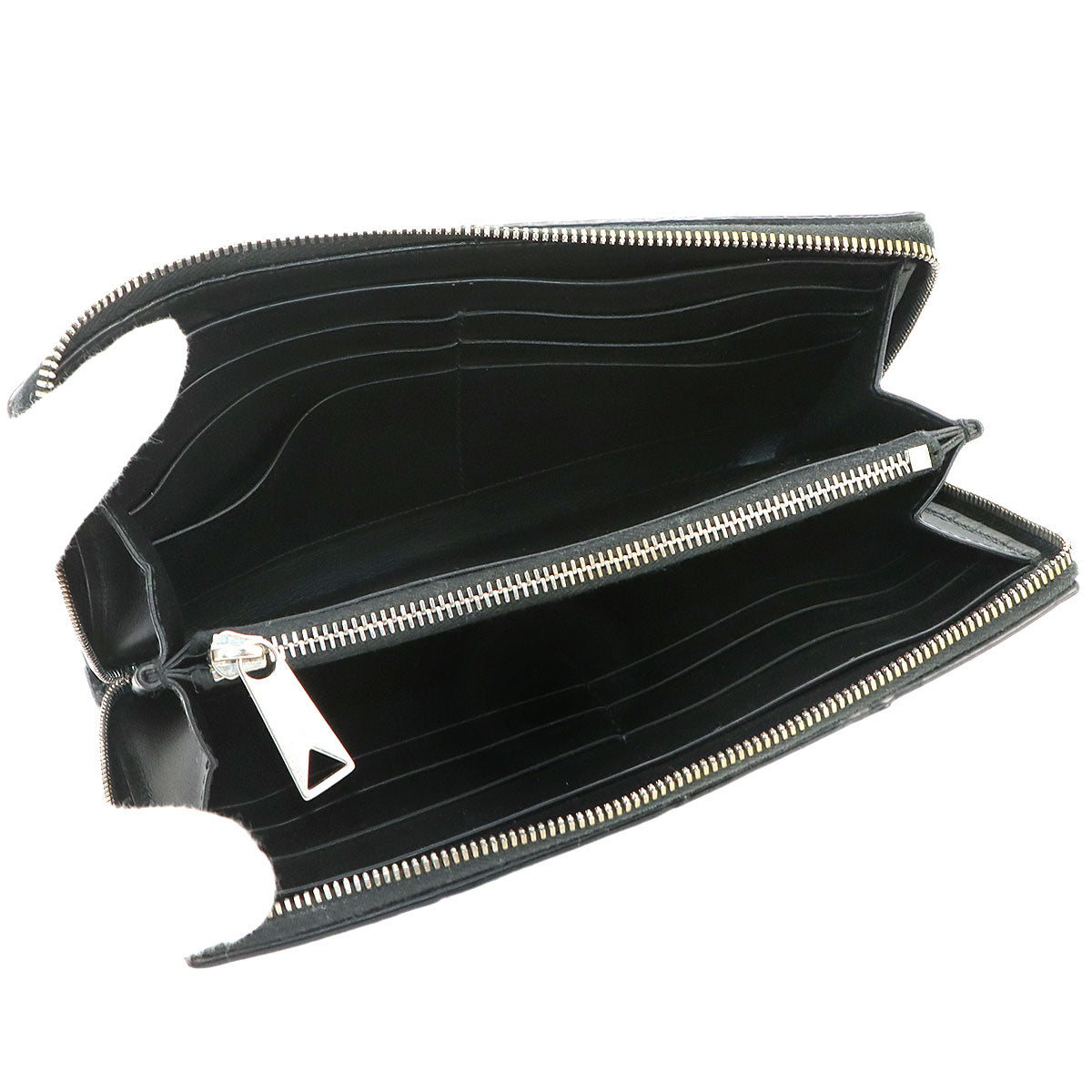 Intrecciato Cassette Zipped Around Wallet Leather Black
