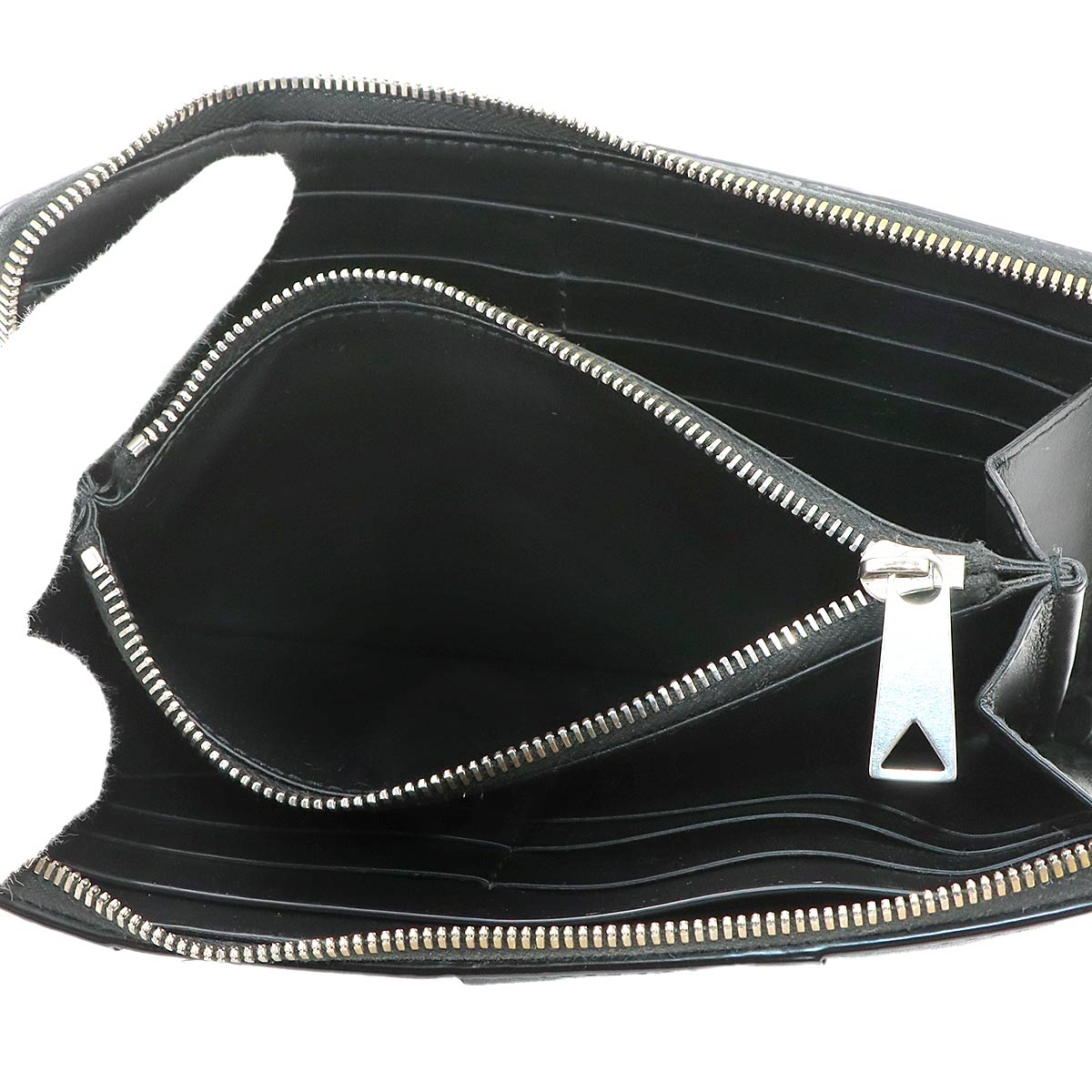 Intrecciato Cassette Zipped Around Wallet Leather Black