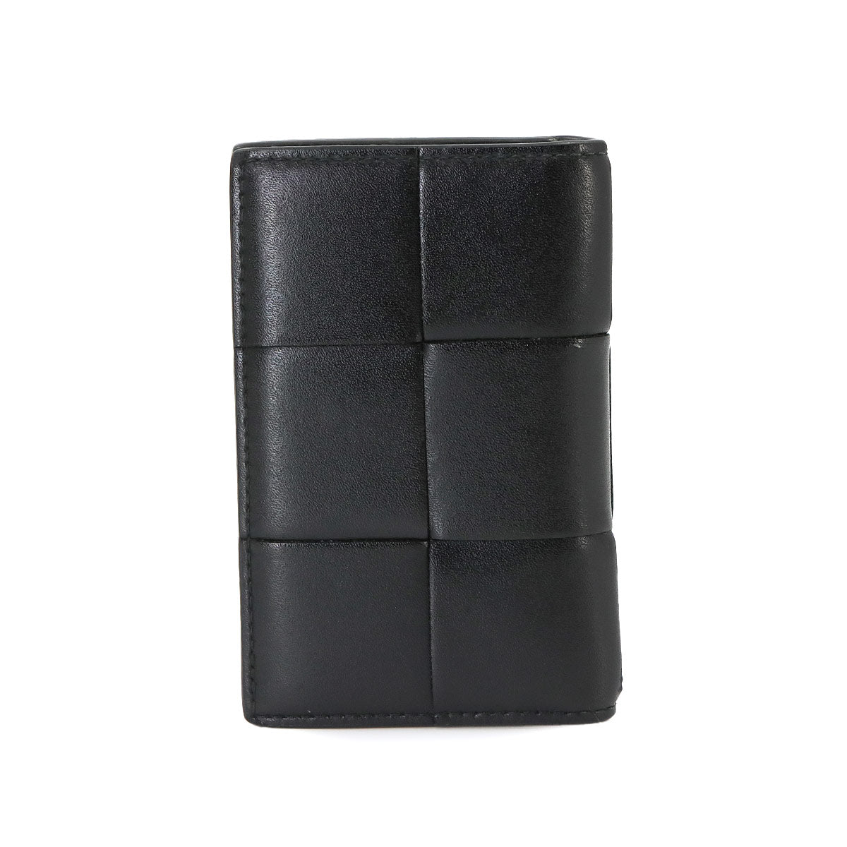 Intrecciato Cassette Flap Card Case Leather Black 748053
