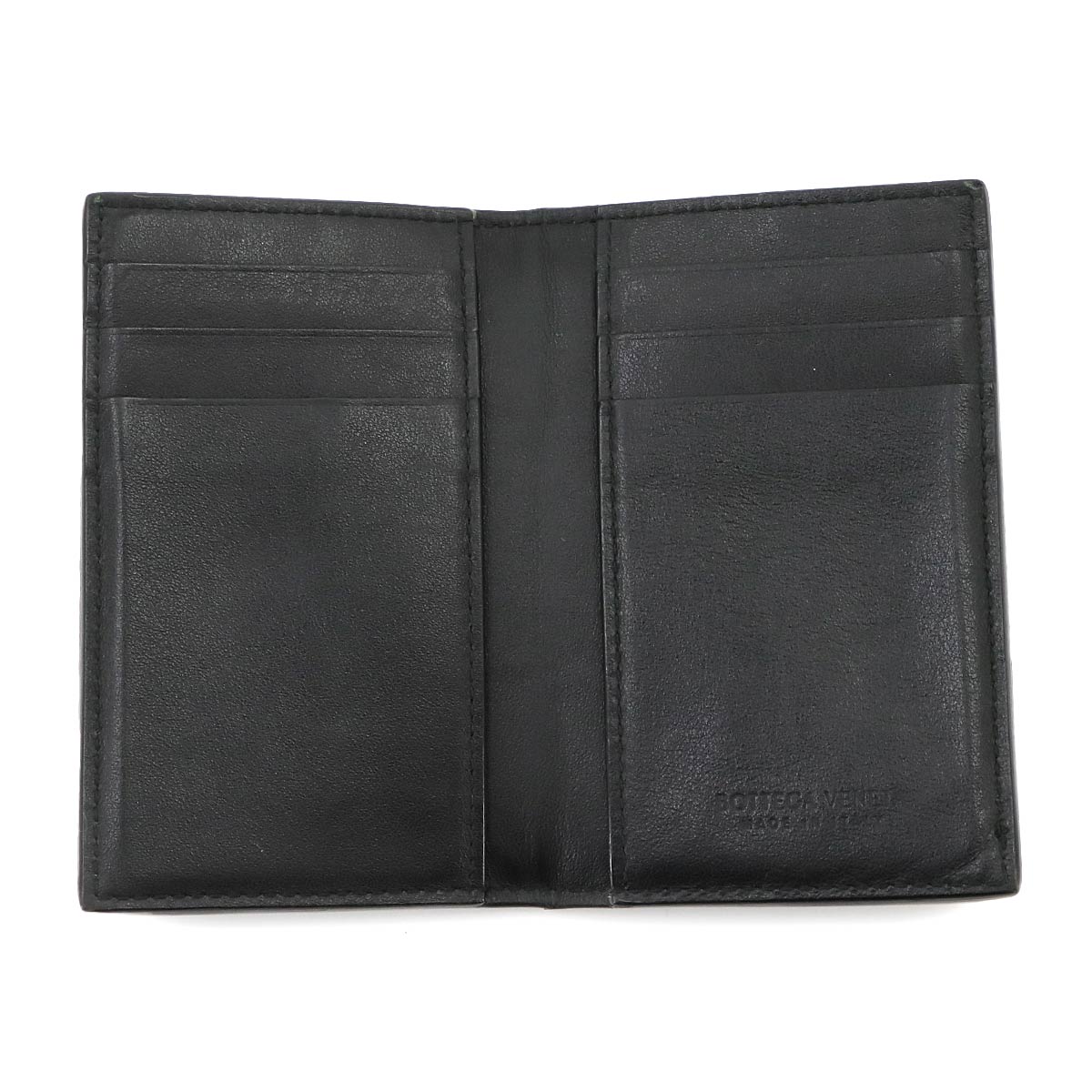 Intrecciato Cassette Flap Card Case Leather Black 748053