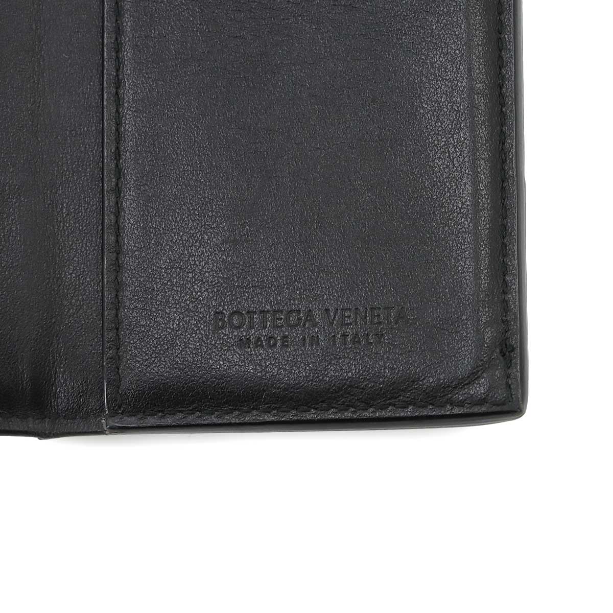 Intrecciato Cassette Flap Card Case Leather Black 748053