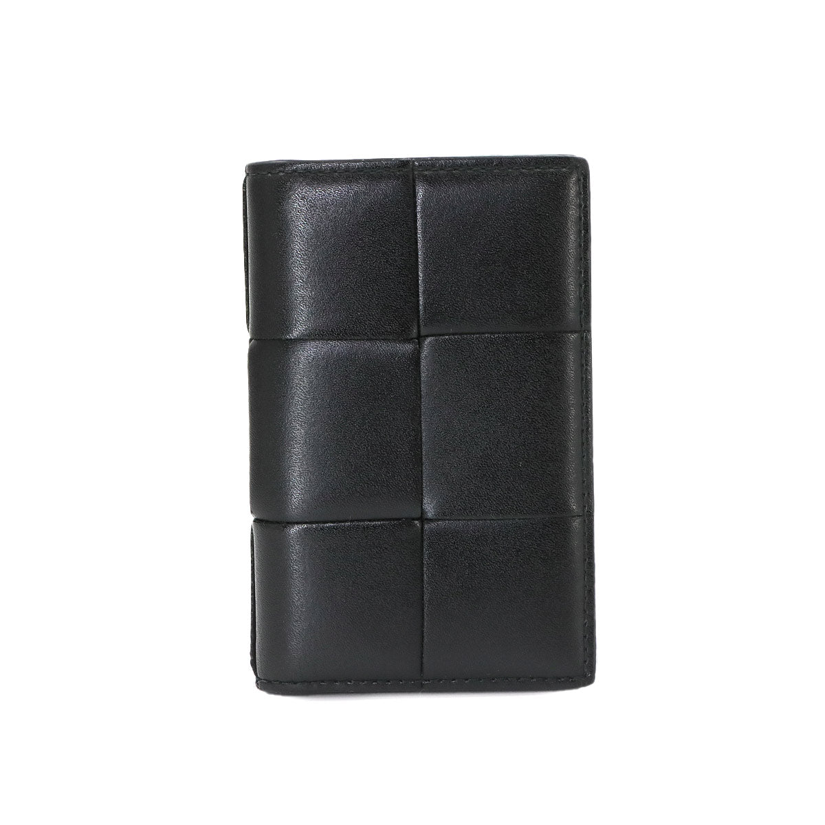 Intrecciato Cassette Flap Card Case Leather Black 748053