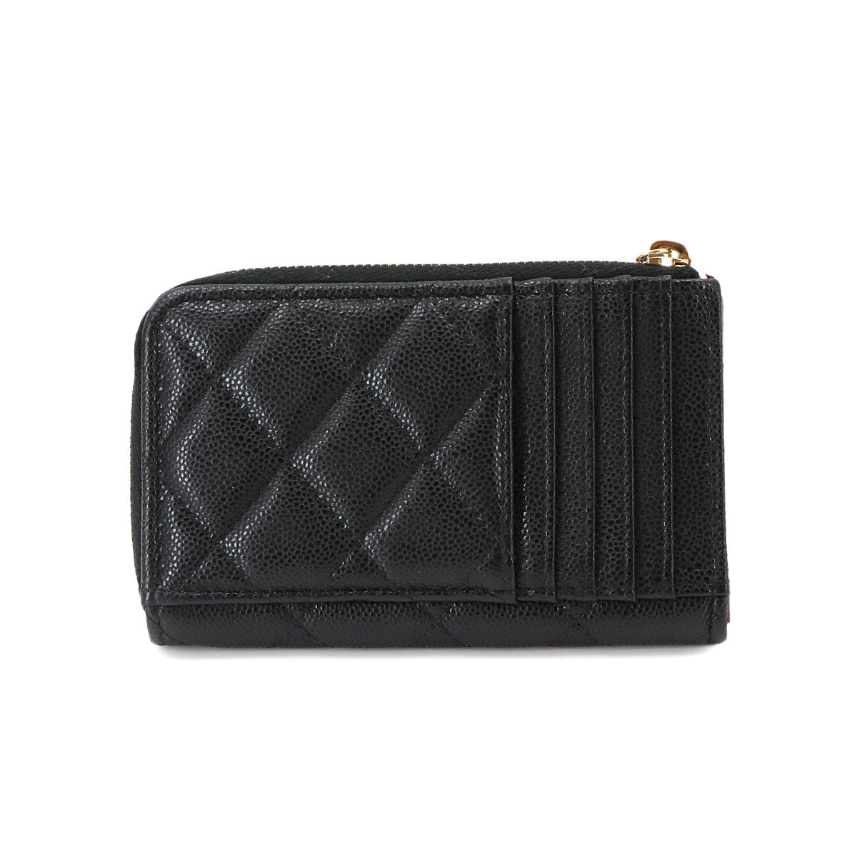 Matelasse Fragment Coin Case Purse Wallet Leather Black