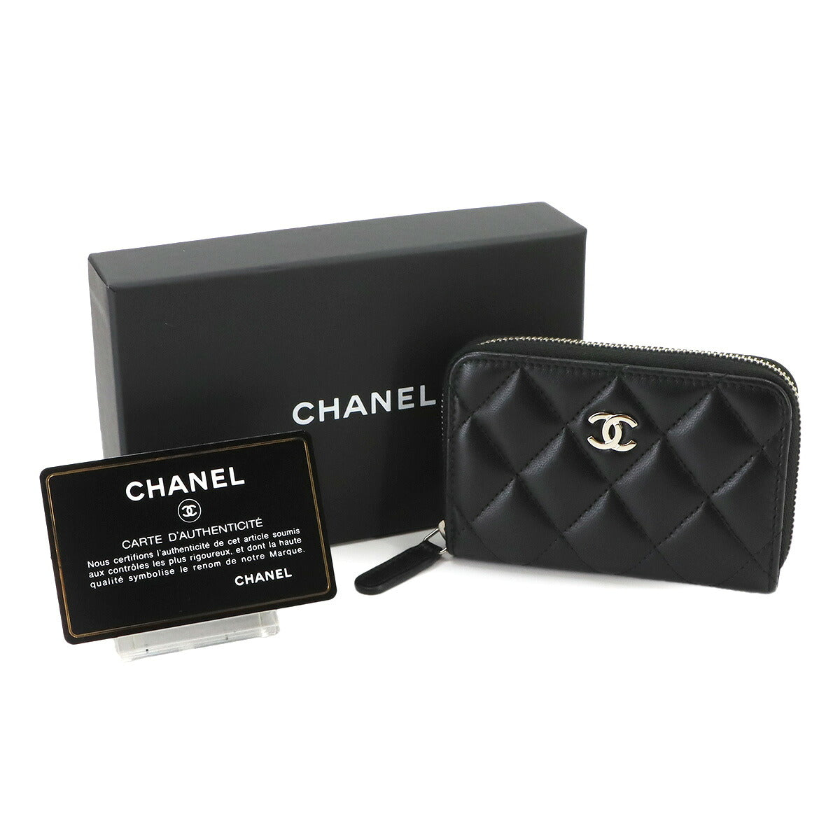 Matelasse Coin Case Purse Wallet Leather Black A69271