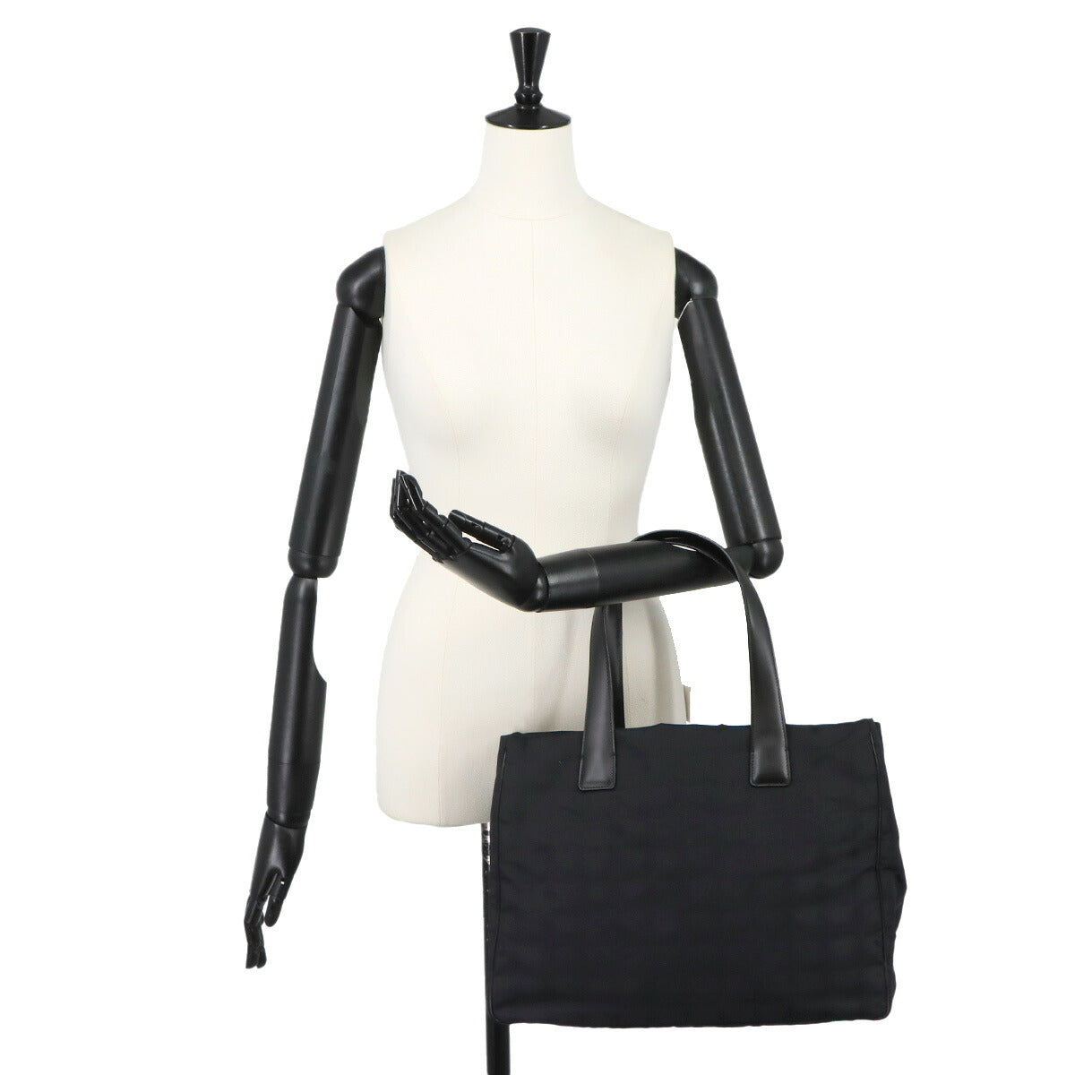 New Travel Line Tote MM Bag Nylon Jacquard Leather Black A15991