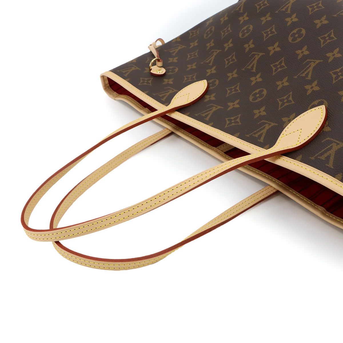Monogram Neverfull MM Tote Bag Brown Cerise M46987