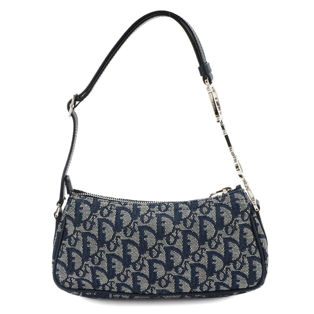 Trotter Shoulder Bag Canvas Leather Navy