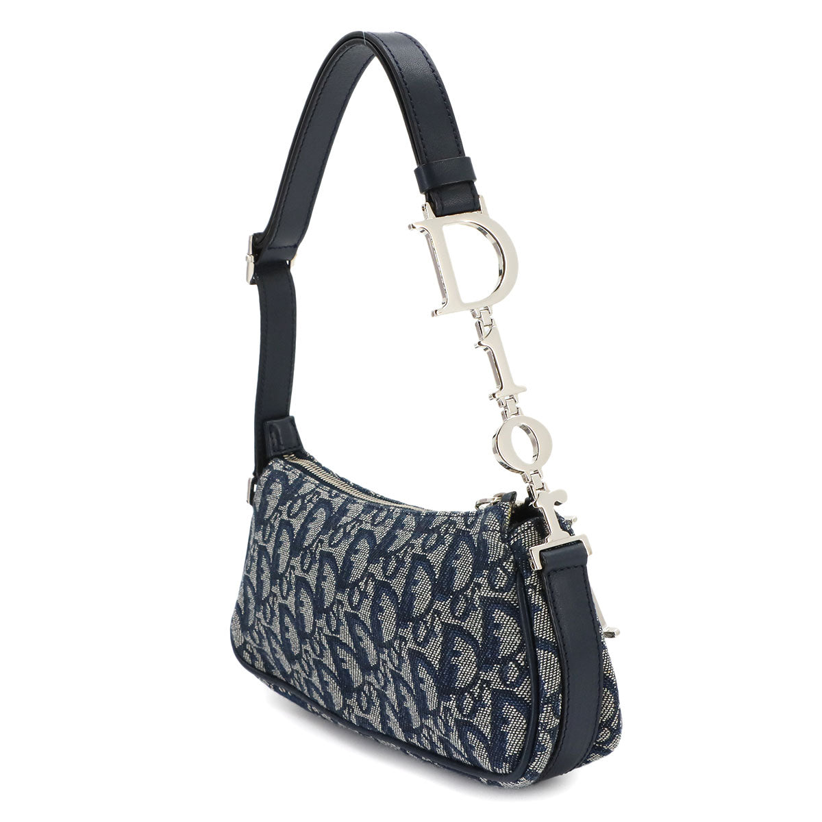 Trotter Shoulder Bag Canvas Leather Navy