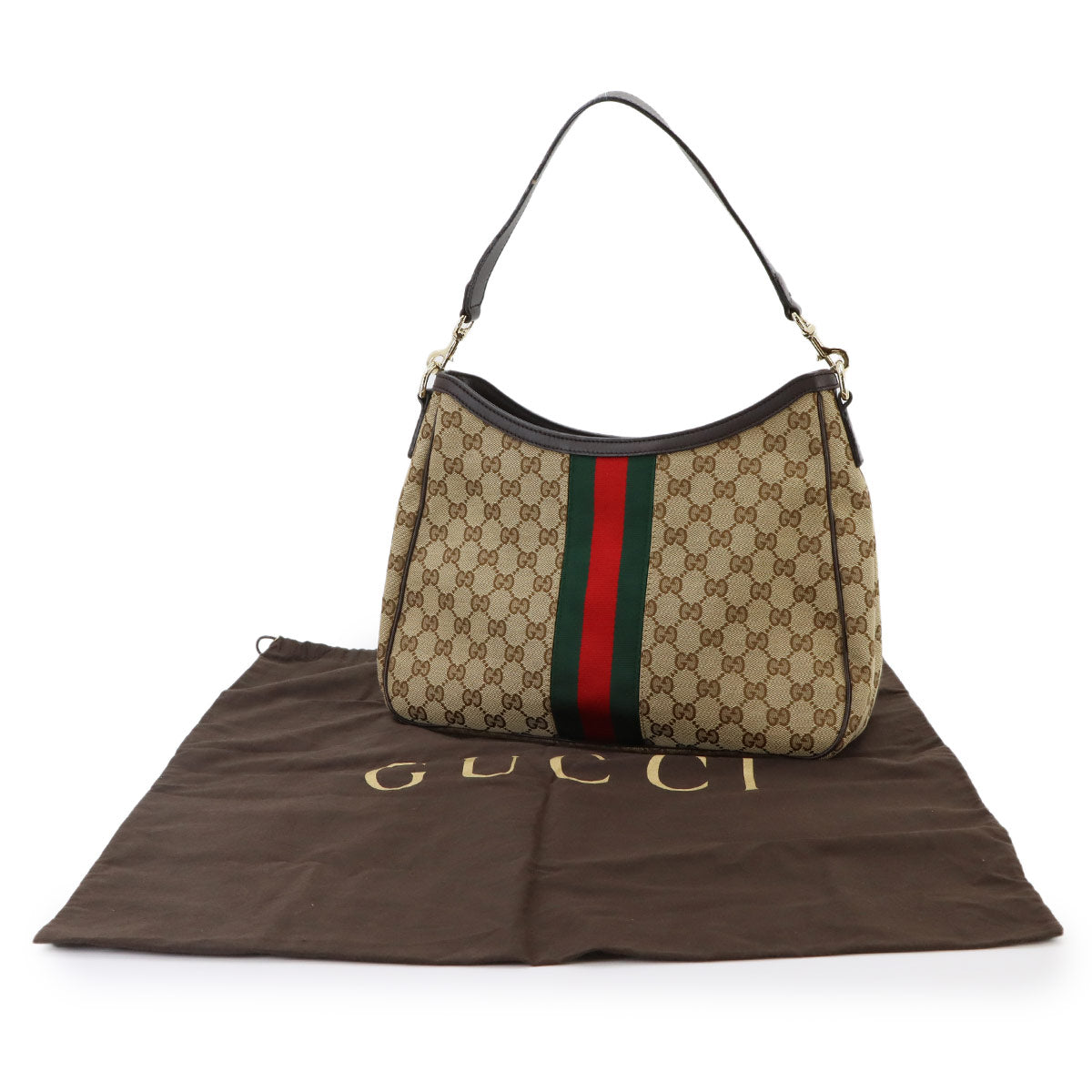 GG Canvas Shoulder Bag Leather Beige Brown 388921 Purse