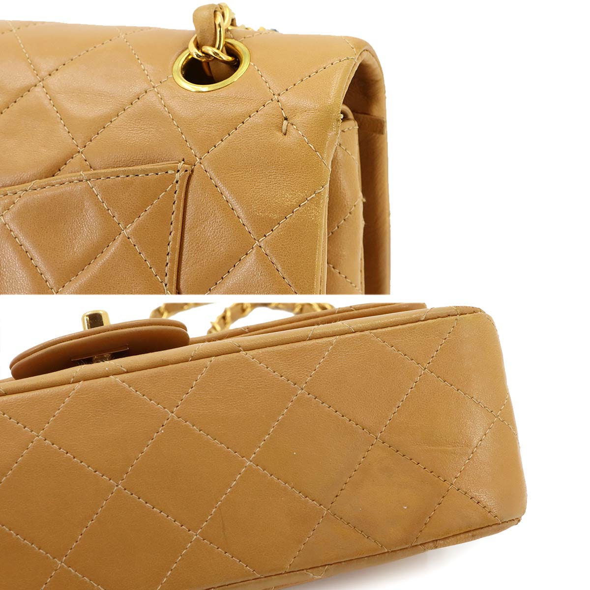 Matelasse 23 Chain Shoulder Bag Leather Light brown A01113