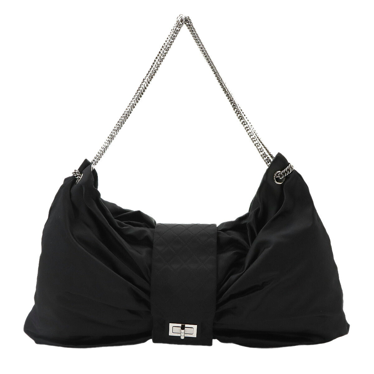2.55 Ribbon Chain Shoulder Bag Satin Black Purse