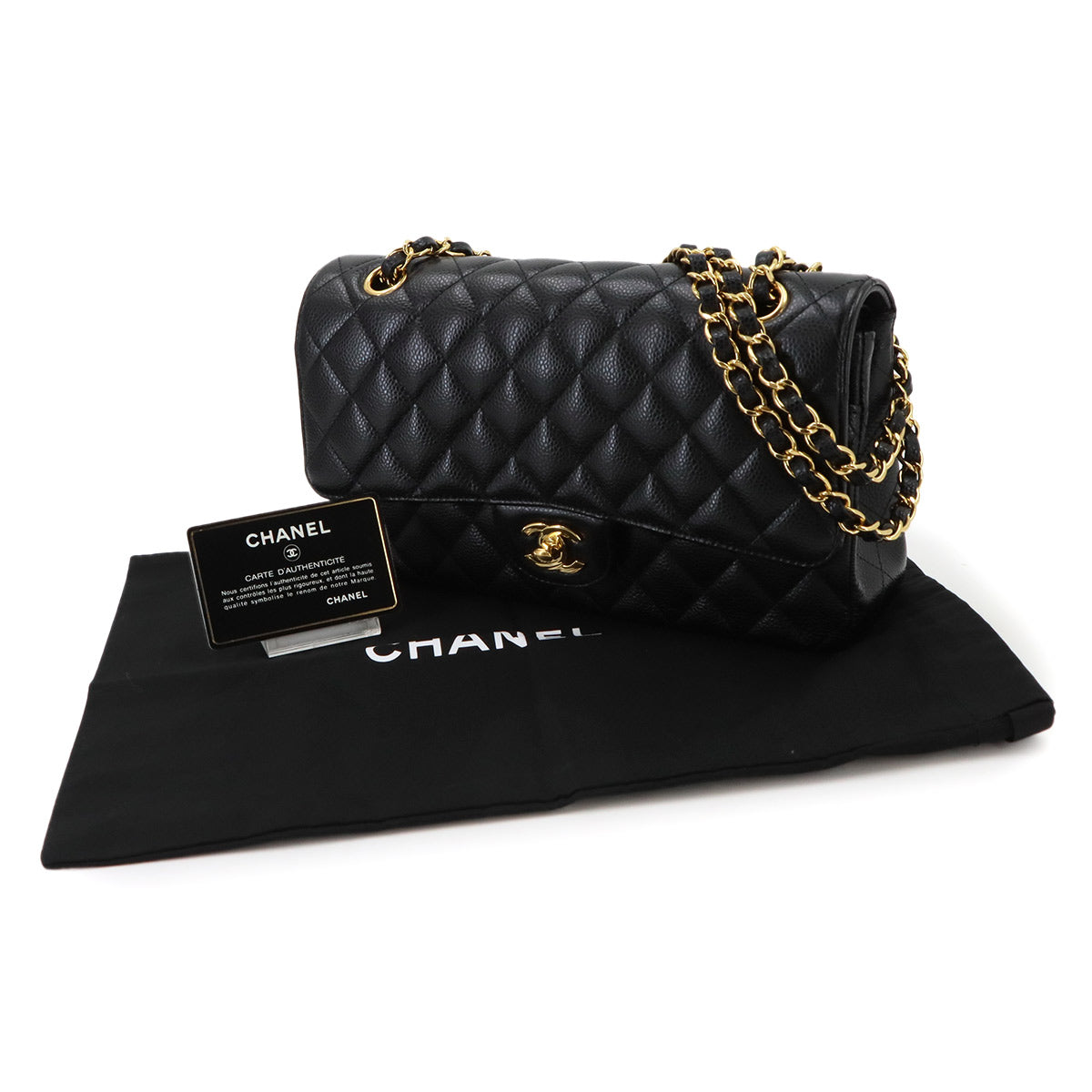 Matelasse 25 Chain Shoulder Bag Leather Black A01112