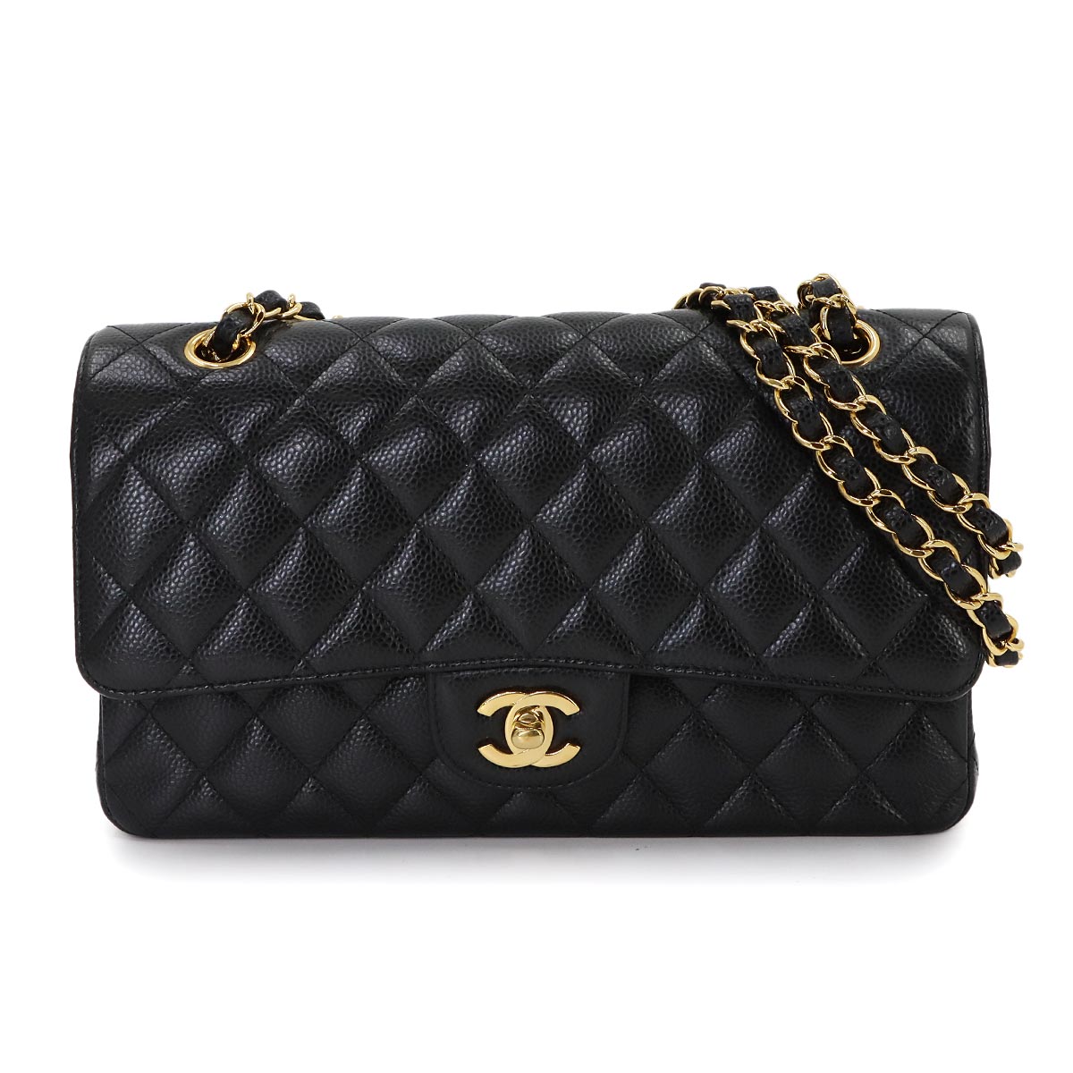 Matelasse 25 Chain Shoulder Bag Leather Black A01112