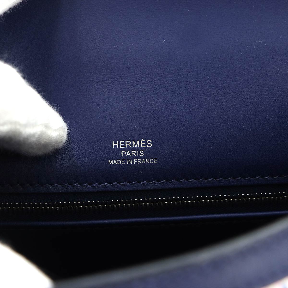 Kelly 28 Hand Bag Toile Quadrille Swift Bleu Saphir Ecru Mauve