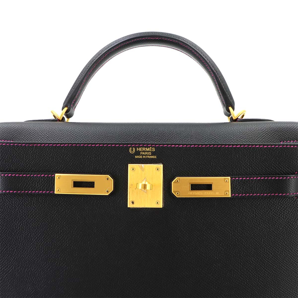 Kelly 32 Hand Shoulder Bag Veau Epsom Black Rose Mexico