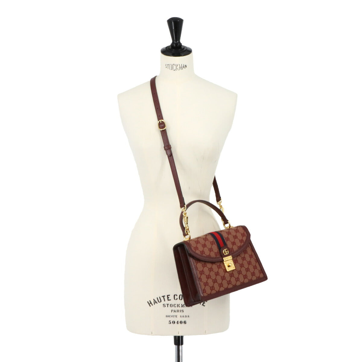 Ophidia Medium Top Handle Hand Shoulder Bag GG Canvas Red 651055