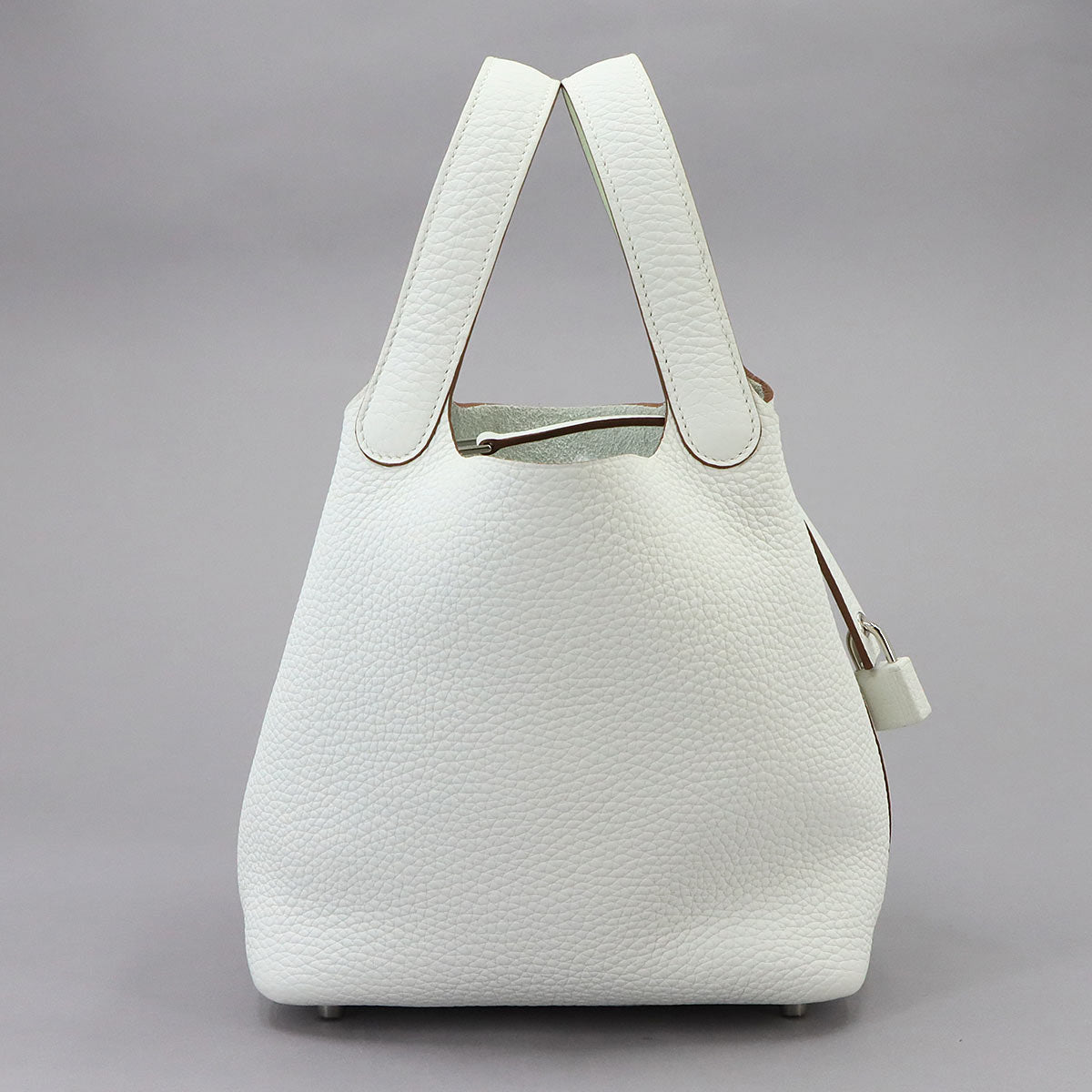 Picotin Lock PM Eclat Hand Bag Taurillon Clemence New White