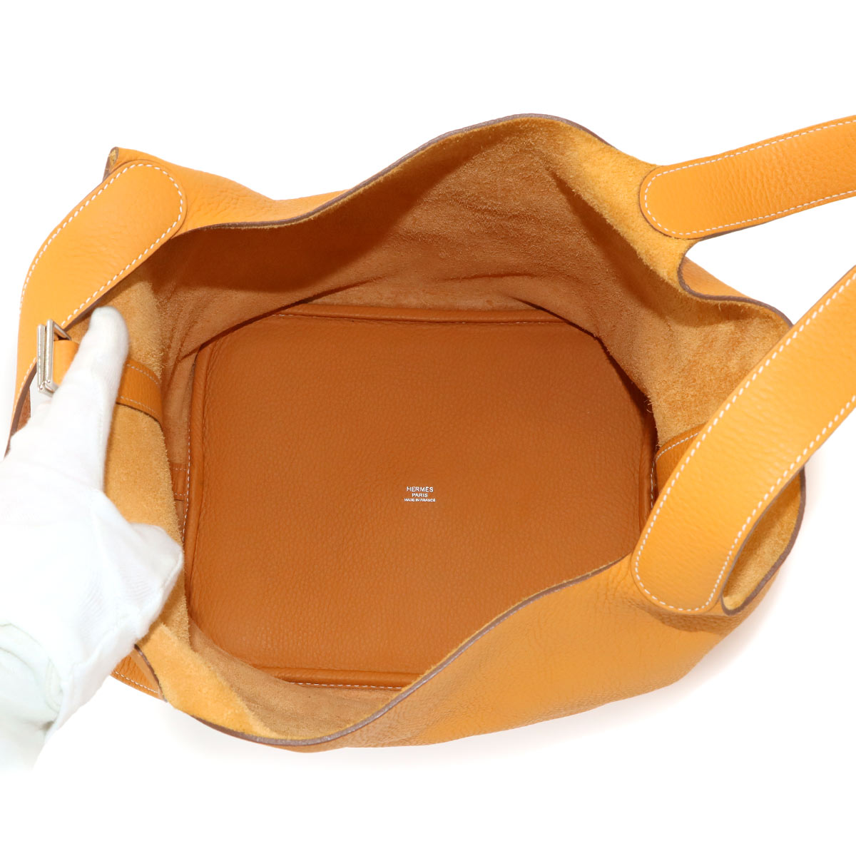 Picotin Lock GM Hand Bag Taurillon Clemence Moutarde Purse