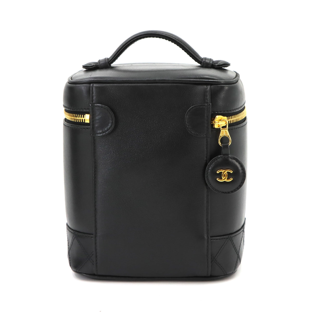Bicolore Vanity Hand Bag Leather Black A01619 Vintage Purse