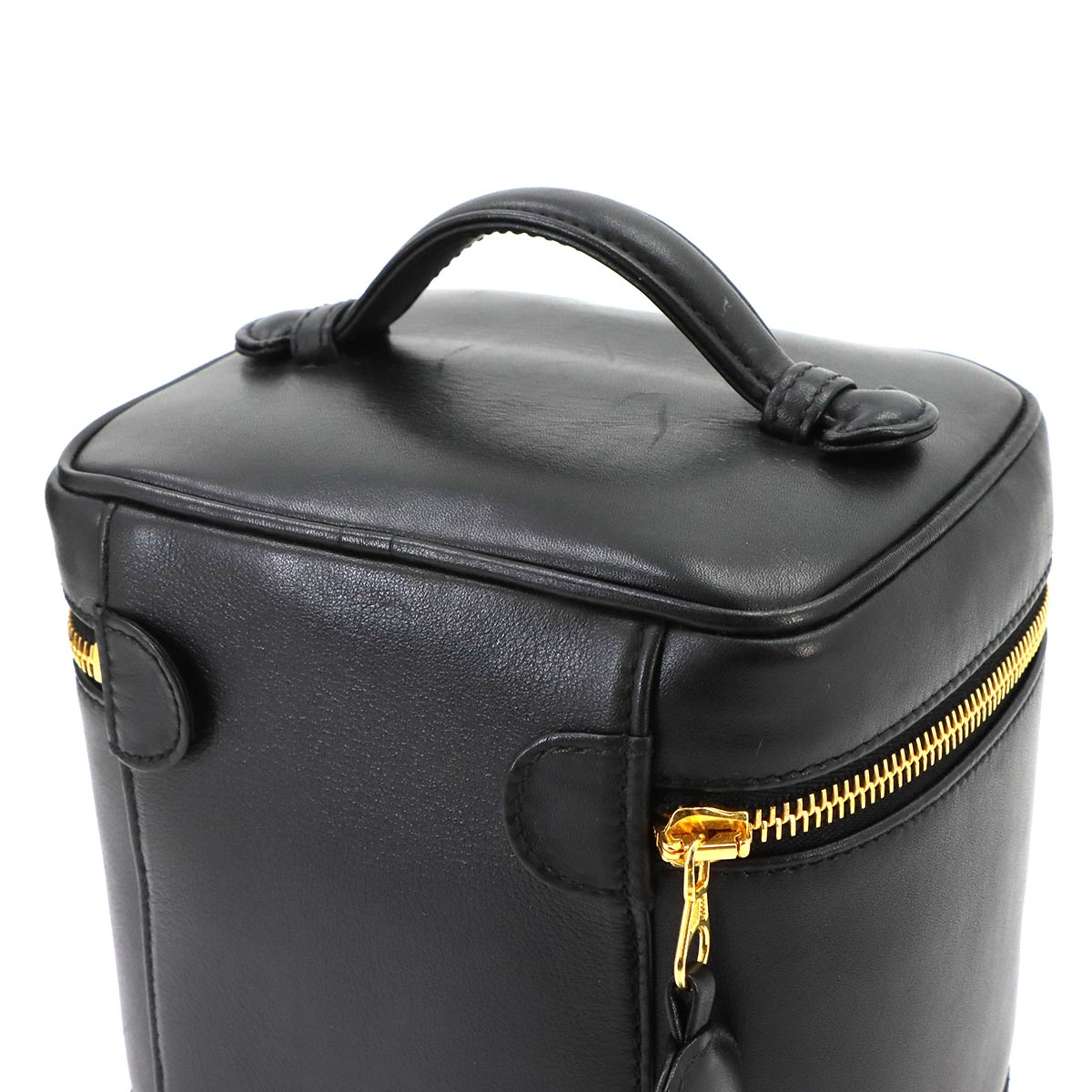 Bicolore Vanity Hand Bag Leather Black A01619 Vintage Purse