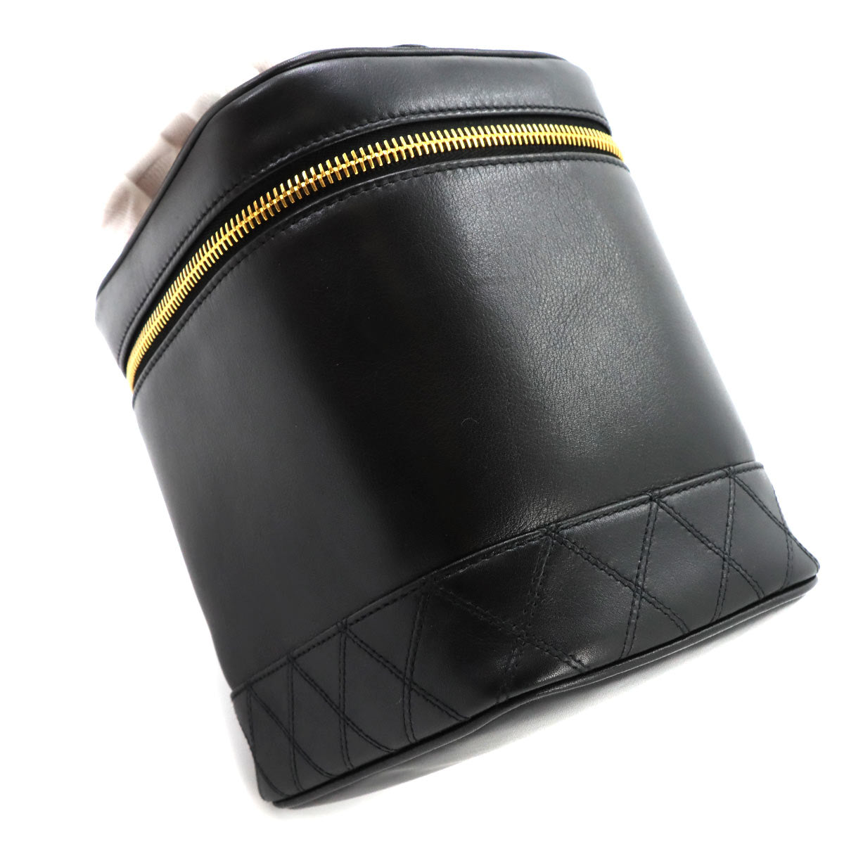 Bicolore Vanity Hand Bag Leather Black A01619 Vintage Purse