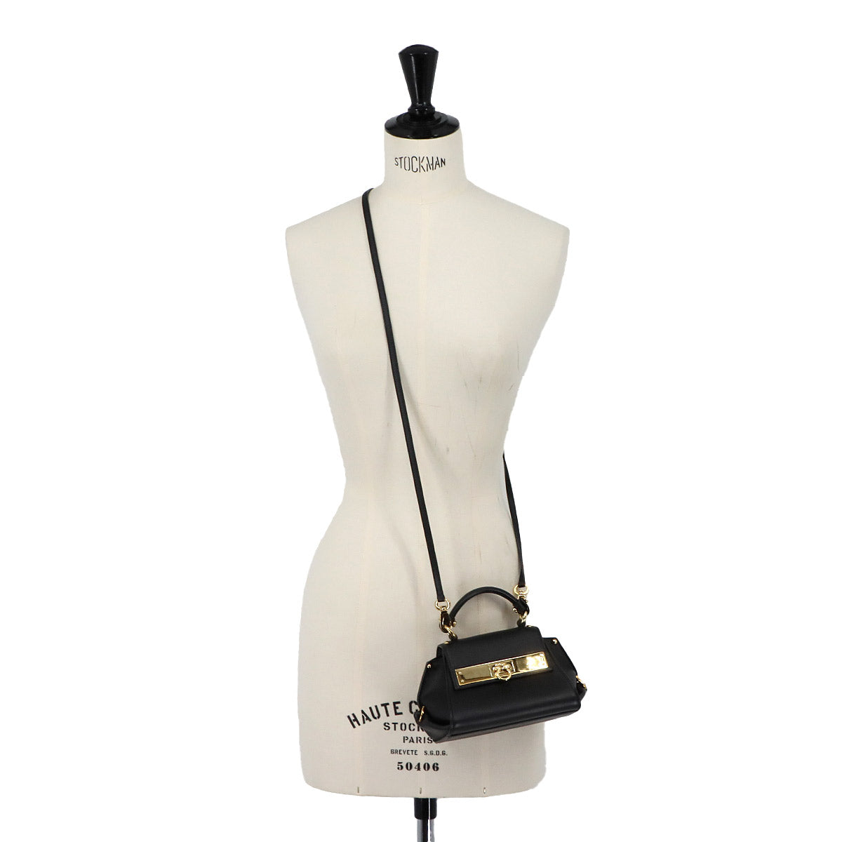 Gancini Mini Sofia Hand Shoulder Bag Leather Black