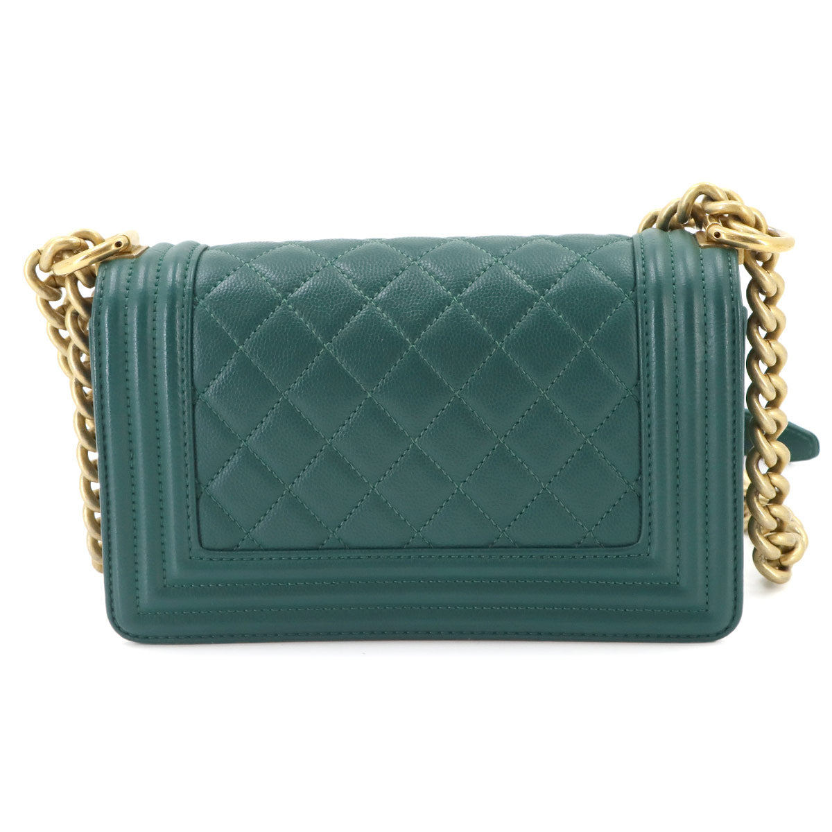 BOY CHANEL Small Chain Shoulder Bag Leather Green A67085