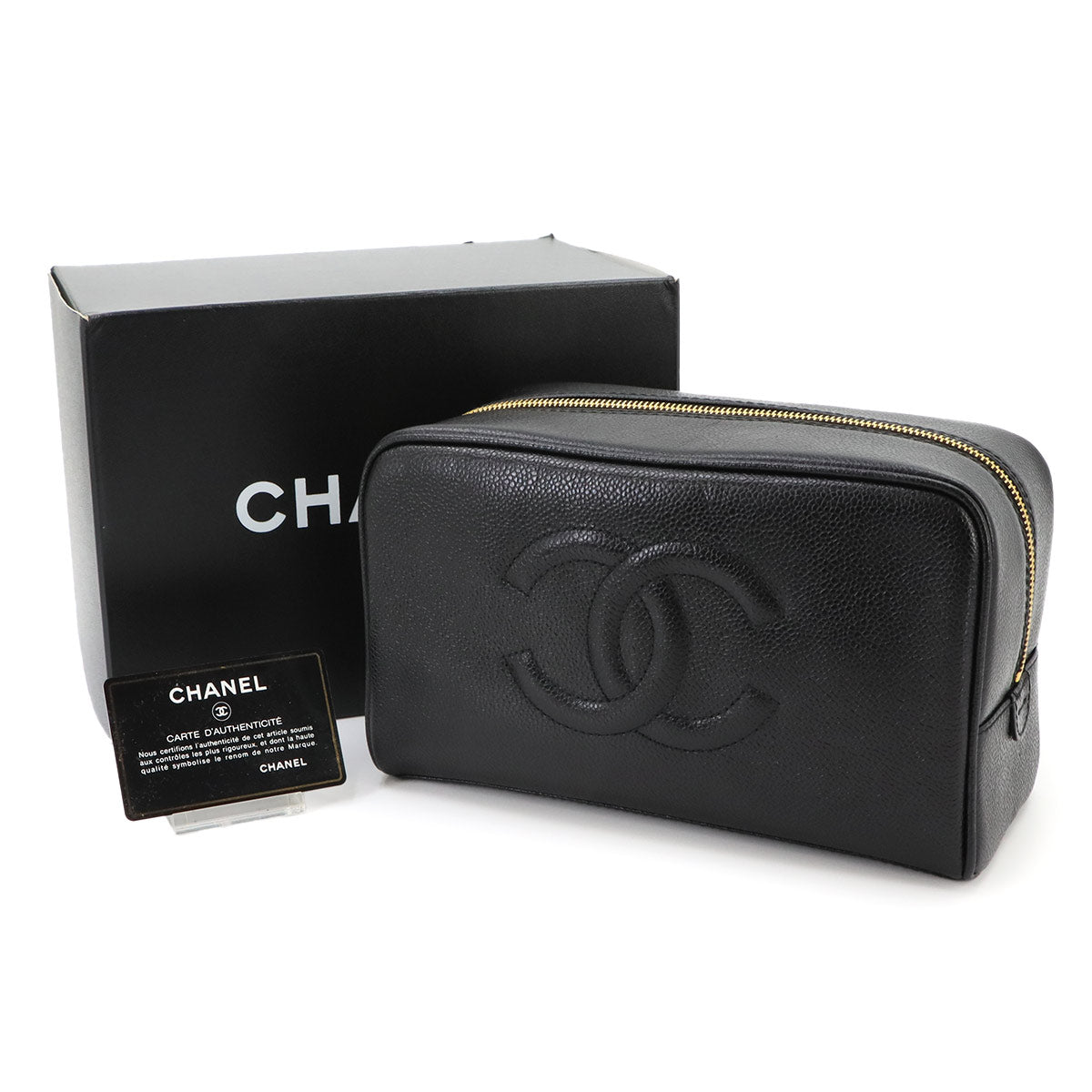 Coco Mark Pouch Leather Black A01996 Purse