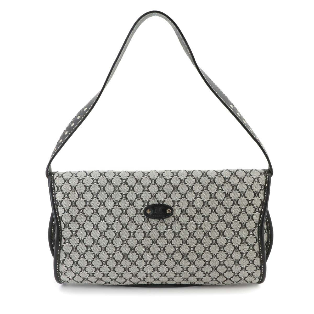 Macadam Shoulder Bag Canvas Leather Gray Black Vintage