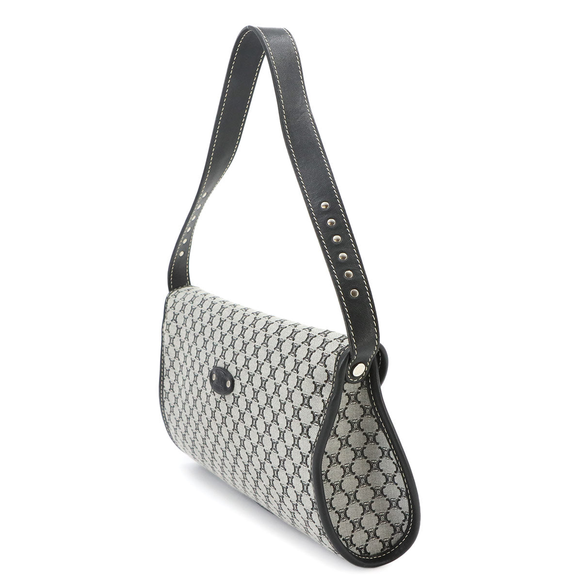 Macadam Shoulder Bag Canvas Leather Gray Black Vintage