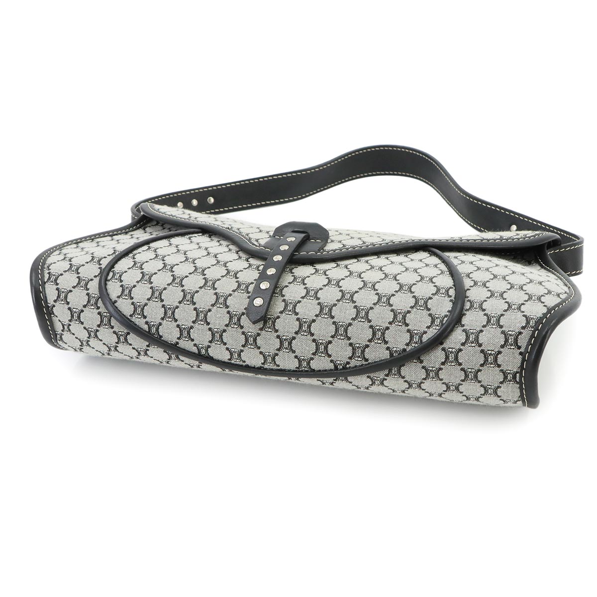 Macadam Shoulder Bag Canvas Leather Gray Black Vintage