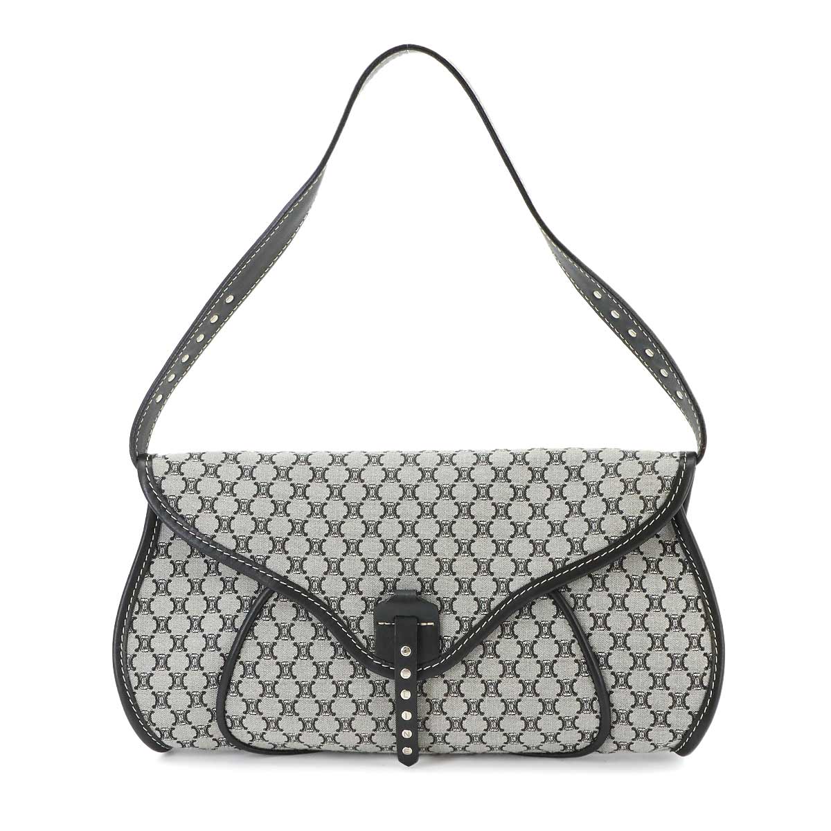 Macadam Shoulder Bag Canvas Leather Gray Black Vintage