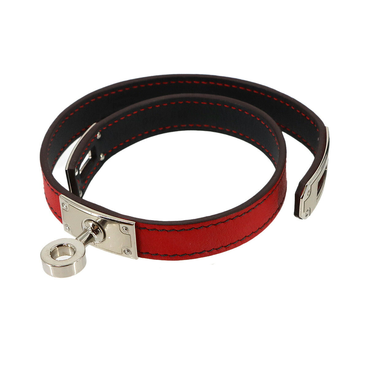 Kelly Double Tour Bracelet Swift Red Navy T2 Accessory