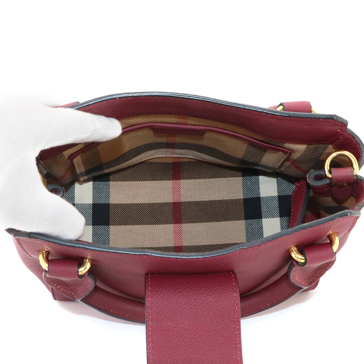 Buckle Hand Shoulder Bag Leather Red 4029024 Purse