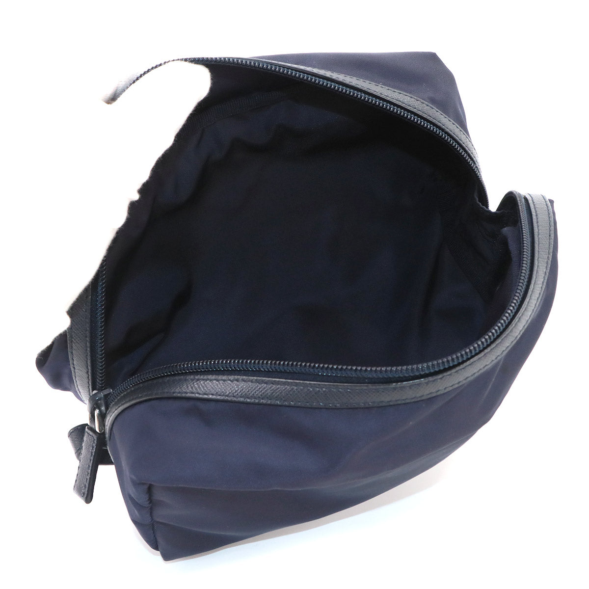 Pouch Nylon Saffiano Leather Navy Purse
