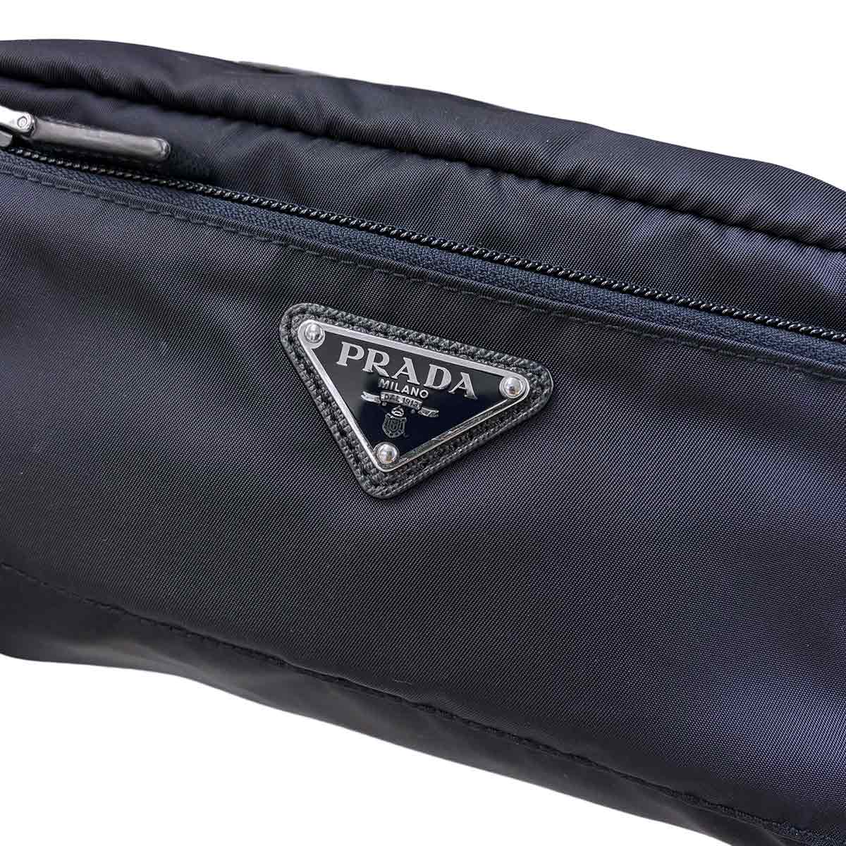 Pouch Nylon Saffiano Leather Navy Purse