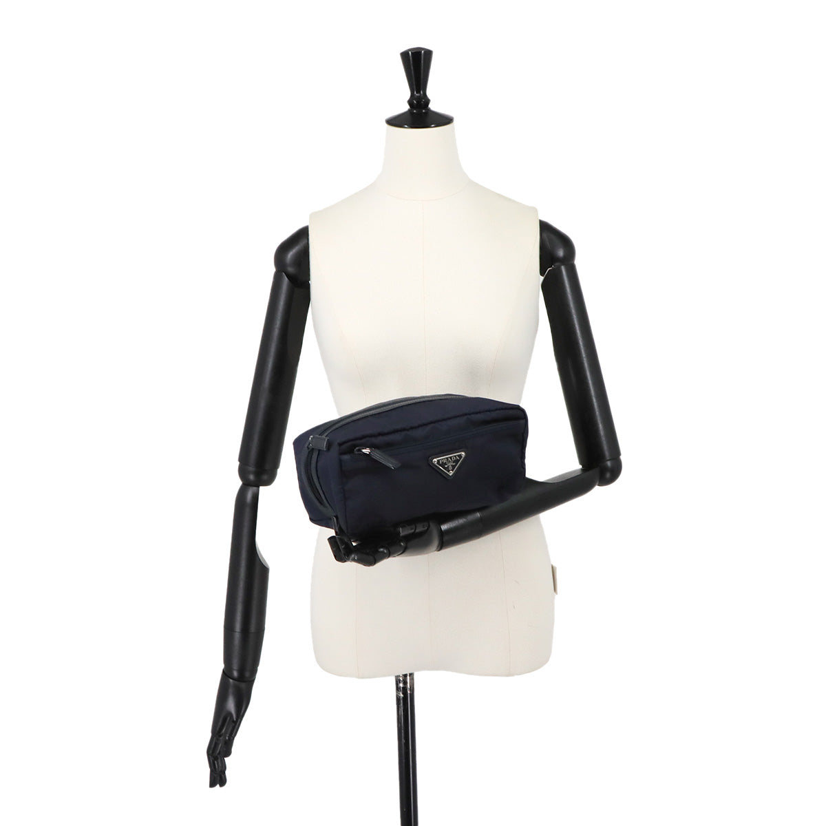 Pouch Nylon Saffiano Leather Navy Purse