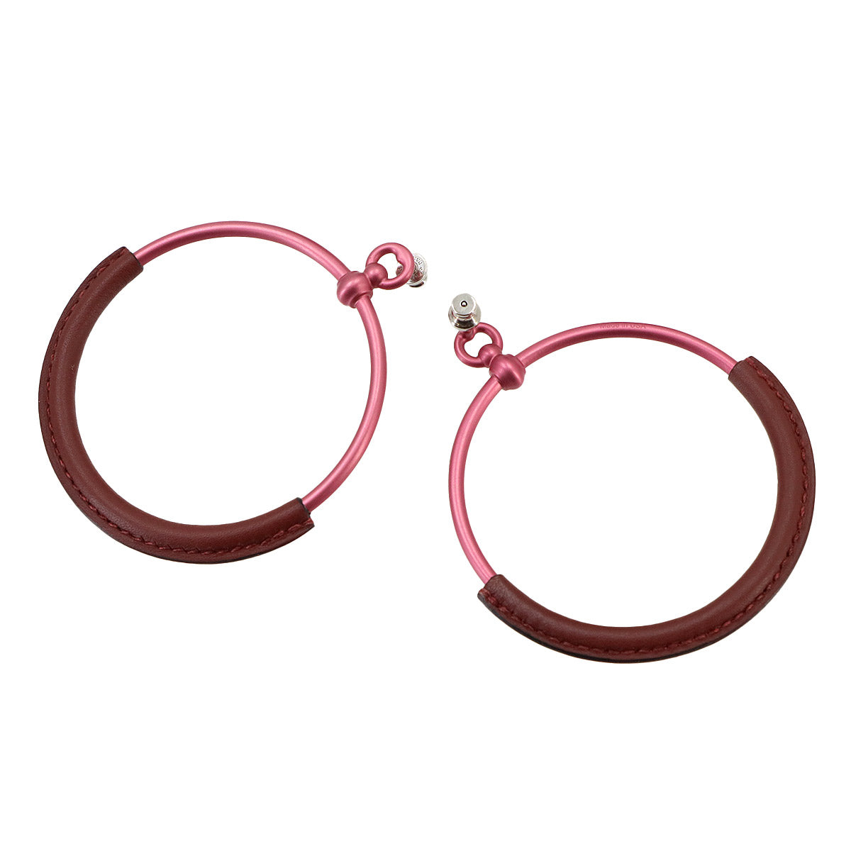 Loop GM Earrings Veau Swift Rouge H Pink Accessory