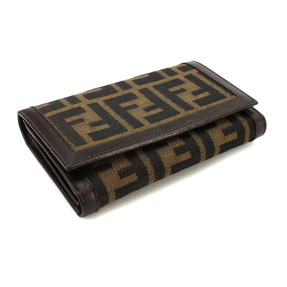 Zucca Long Wallet Canvas Leather Brown Purse