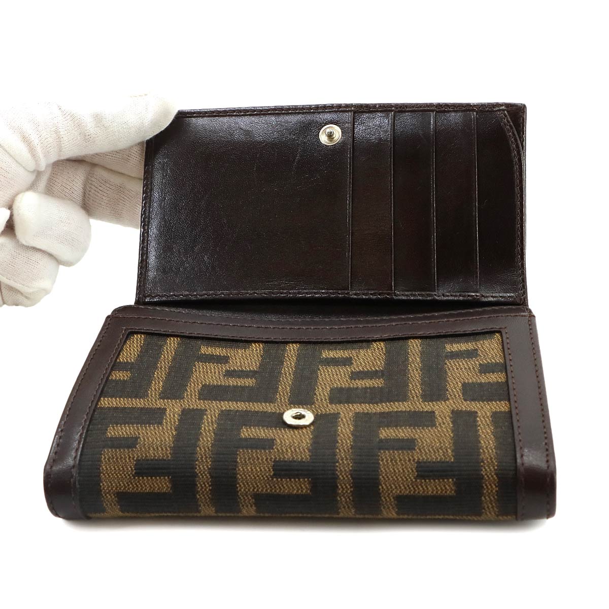 Zucca Long Wallet Canvas Leather Brown Purse