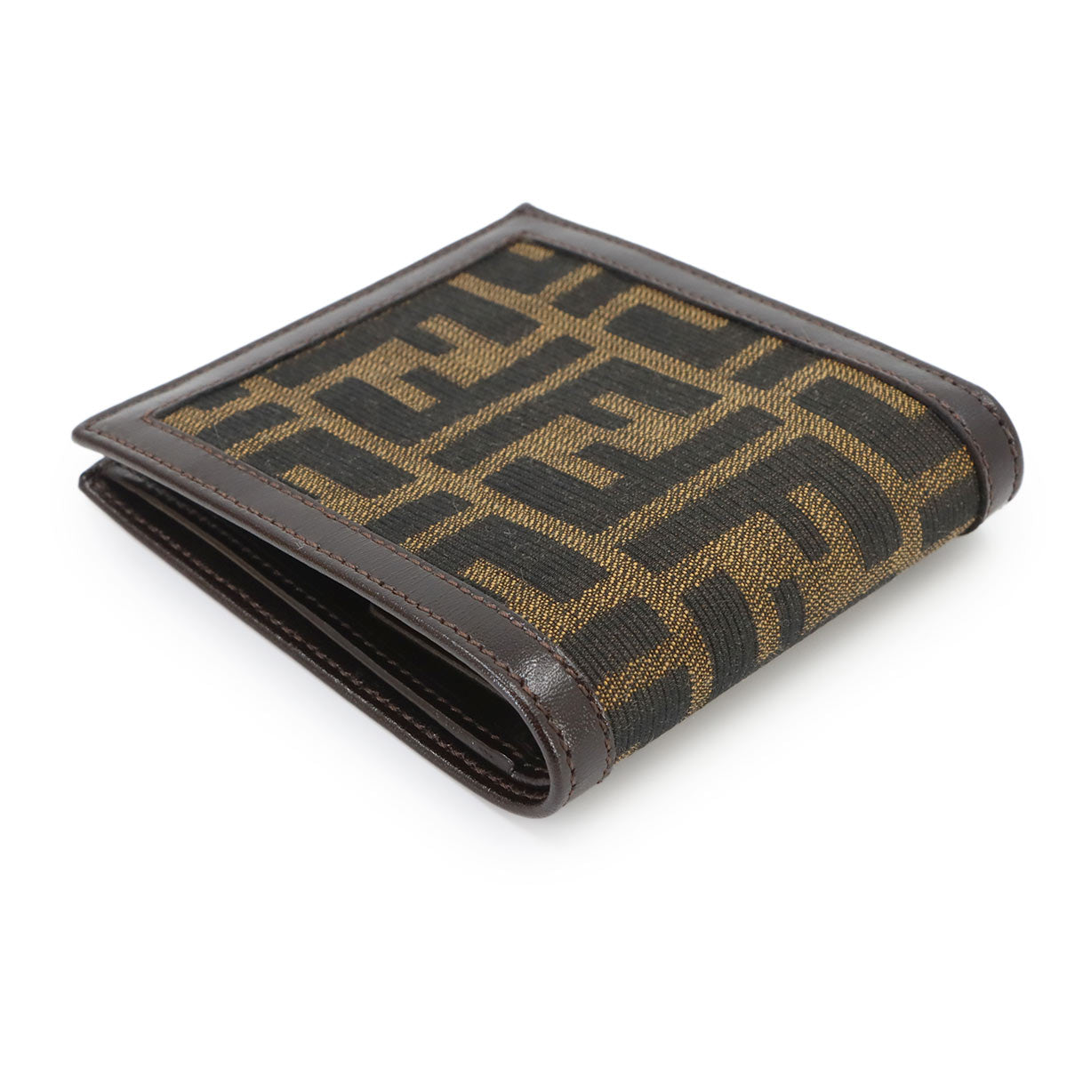 Zucca Compact Wallet Canvas Leather Brown 01445 Purse