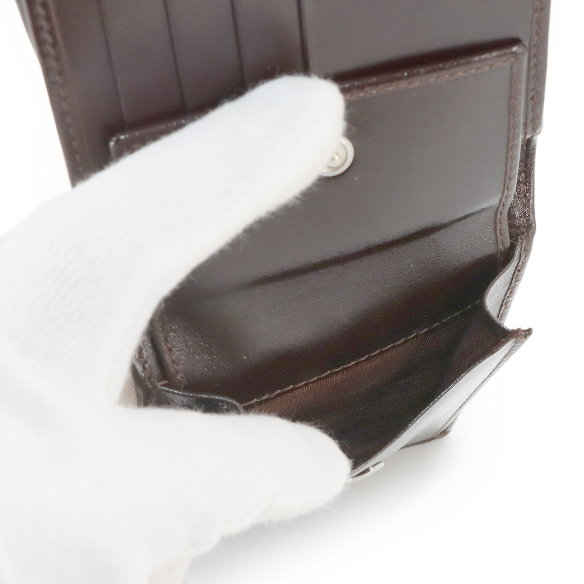 Zucca Compact Wallet Canvas Leather Brown 01445 Purse