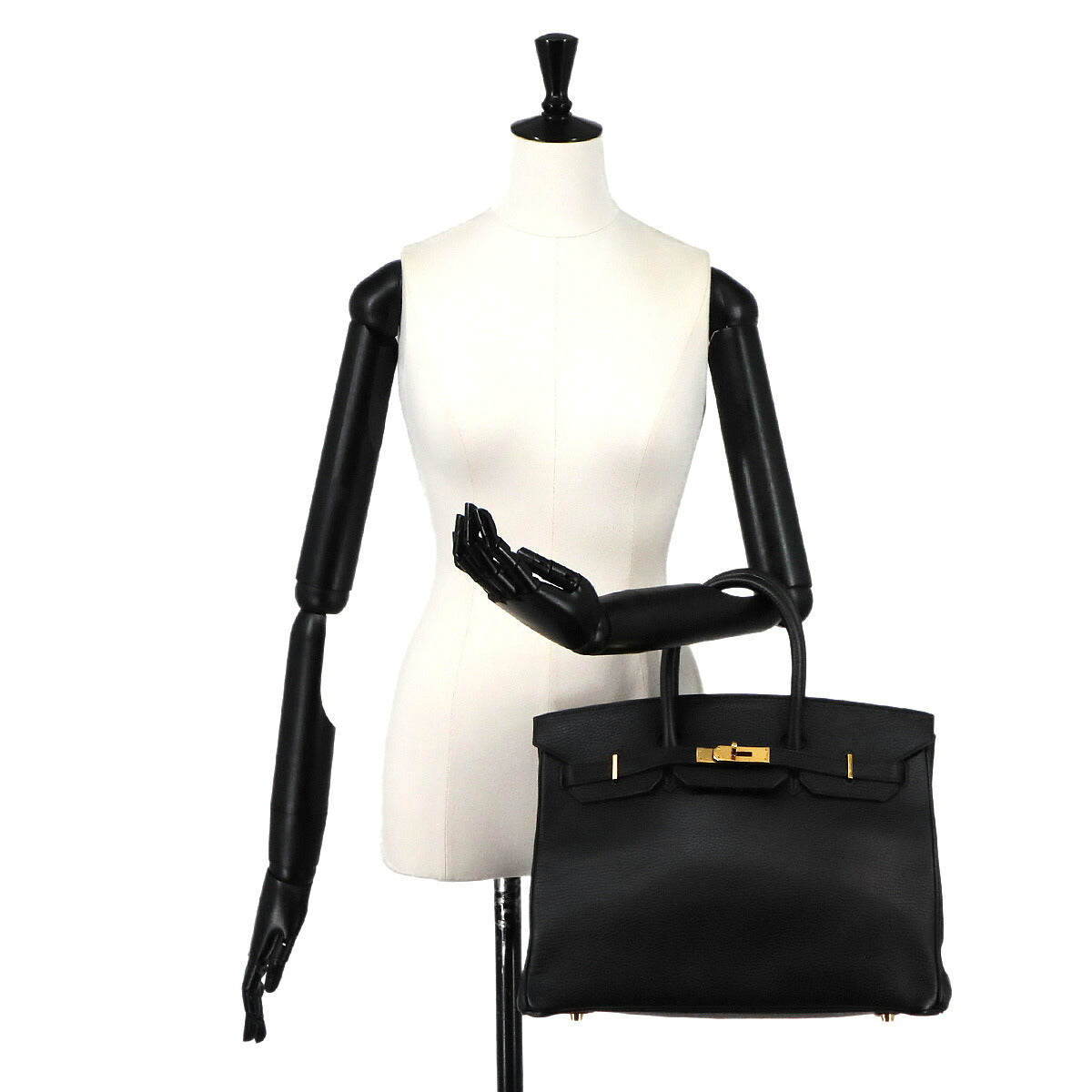 Birkin 35 Ardennes Leather Black Hand Bag Purse