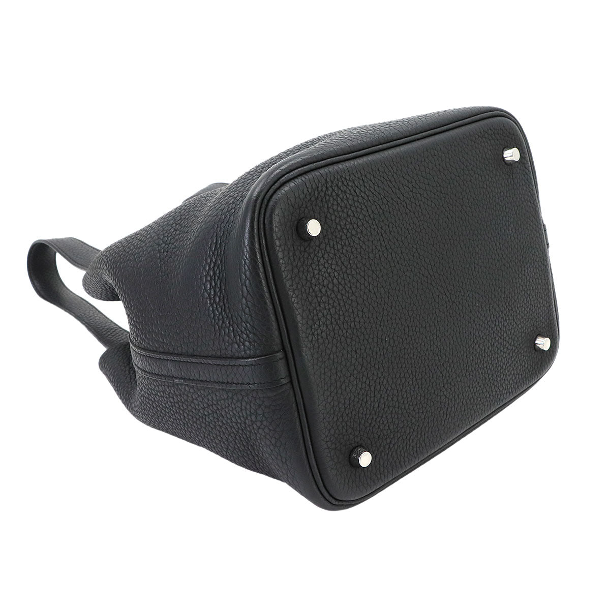 Picotin Lock MM Hand Bag Taurillon Clemence Black Purse